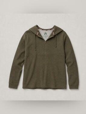 Weatherproof Olive Half-Zip Hooded Waffle Sweater M
